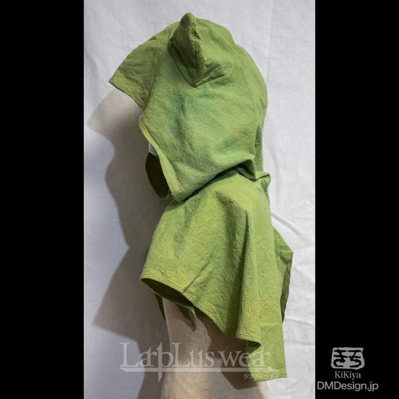 手染め一点モノ「ケモミミフード」(緑)(8-268)/LarpLuswear