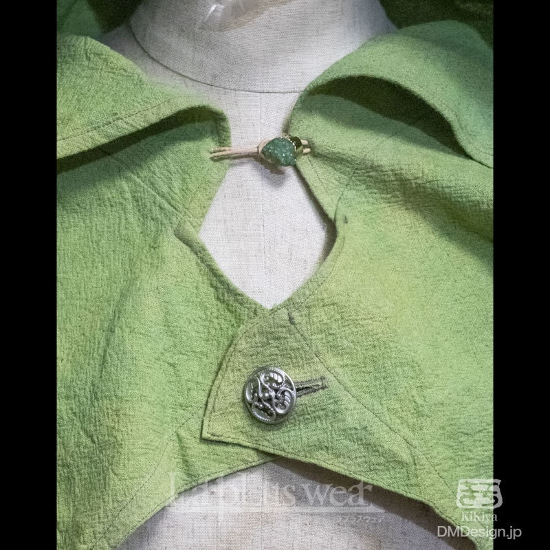 手染め一点モノ「ケモミミフード」(緑)(8-268)/LarpLuswear