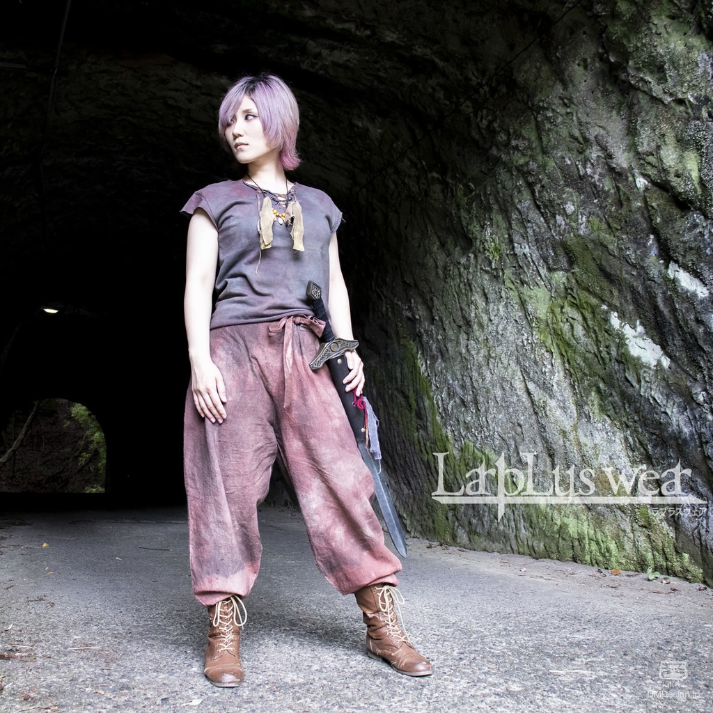 (F)手染め一点もの「あのズボン(茶、グレー)」(2-028)/LarpLus wear