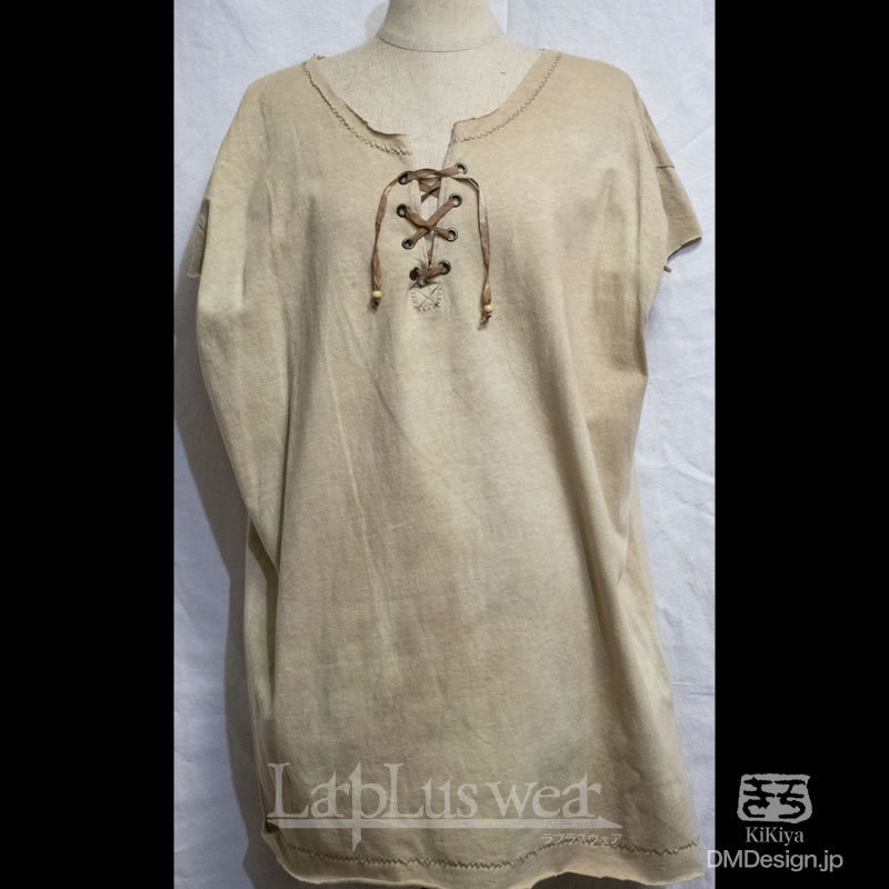 (XXL相当)手染め一点ものファンタジーウェア「あの服」(薄グレー)(1-489)/LarpLus wear