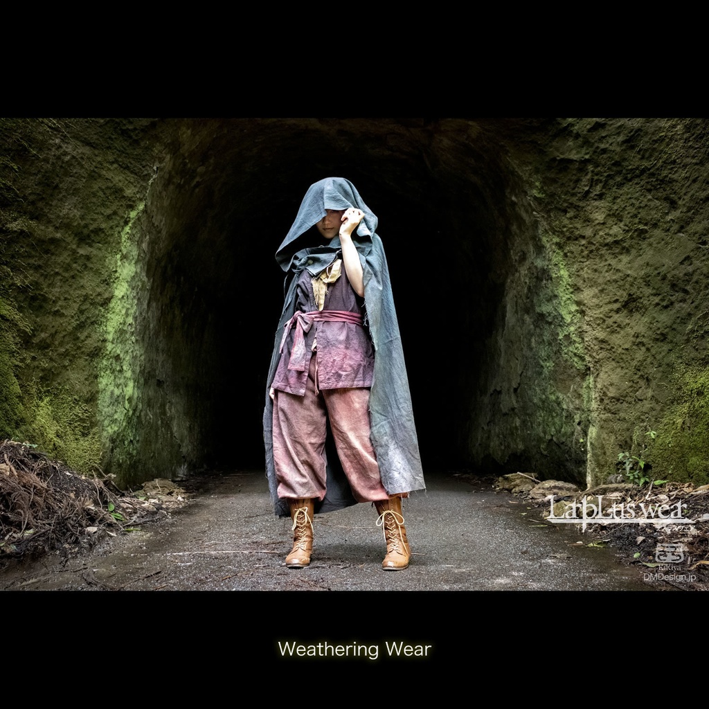 (XL)手染め一点モノ「冒険者マント」(赤黒)(8-273)/LarpLuswear