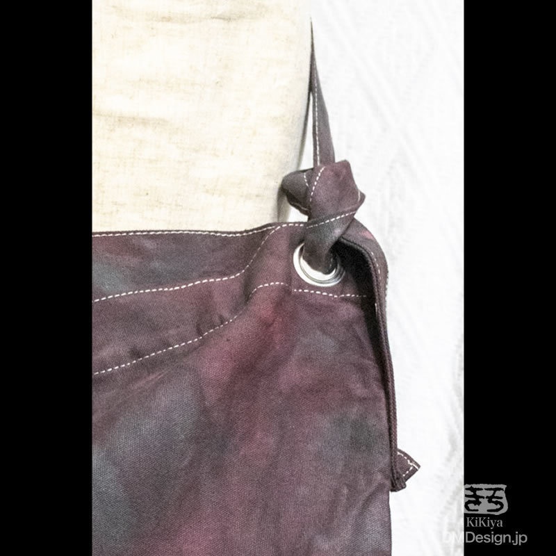 (大)手染め+プリント一点ものビッグリングトート「イボテンさん」白キノコ(7-060)