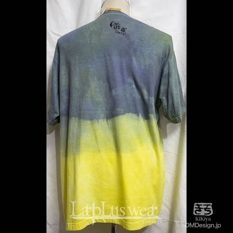 (XXXL)手染め+プリント一点もの「イボテンさん(キャベッジグリーン)」毒毒Tシャツ(1-403)