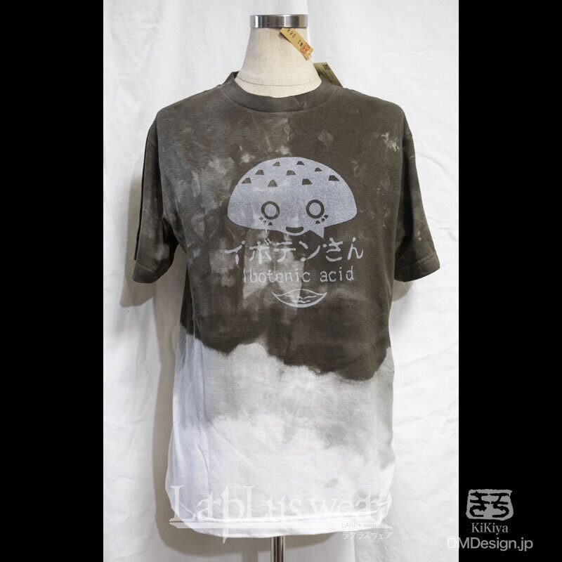 (S)手染め+プリント「イボテンさん（白黒）」毒毒Tシャツ（1-388）