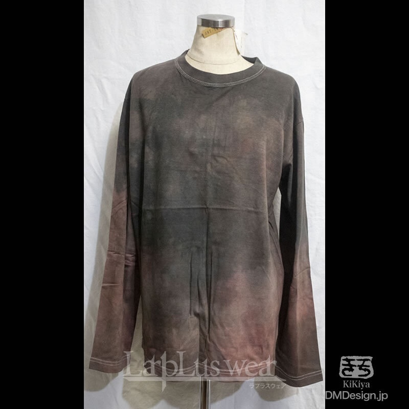 (L)手染め一点もの「長袖（赤黒）」 Tシャツ（1-167）