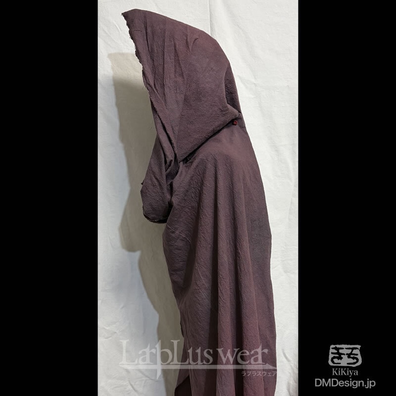 (XL)手染め一点モノ「冒険者マント」(ブラックパープル)(8-292)/LarpLuswear