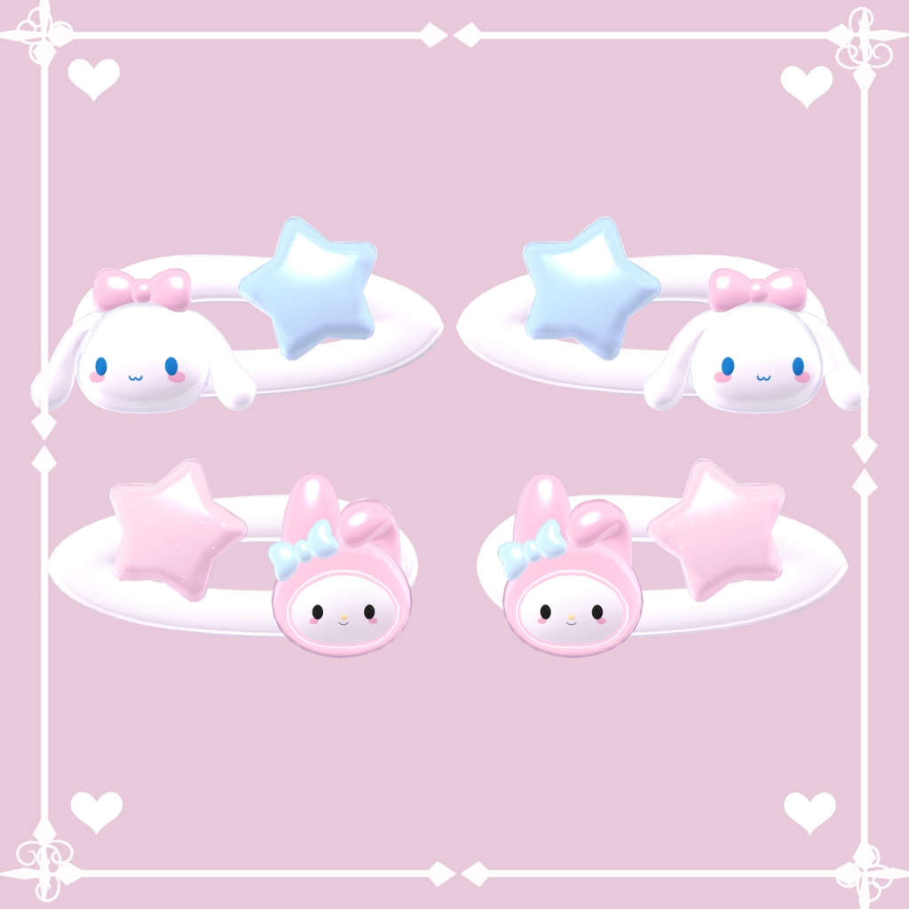 【無料】୨୧ マイメロとシナモンヘアピン | my melody & cinnamoroll hairpins ୨୧