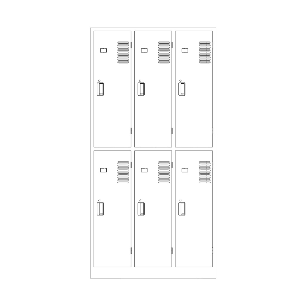 【3D背景】ロッカー(3列2段6人用)