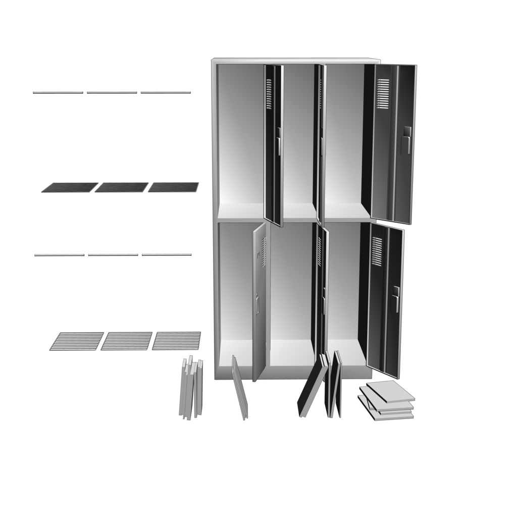 【3D背景】ロッカー(3列2段6人用)