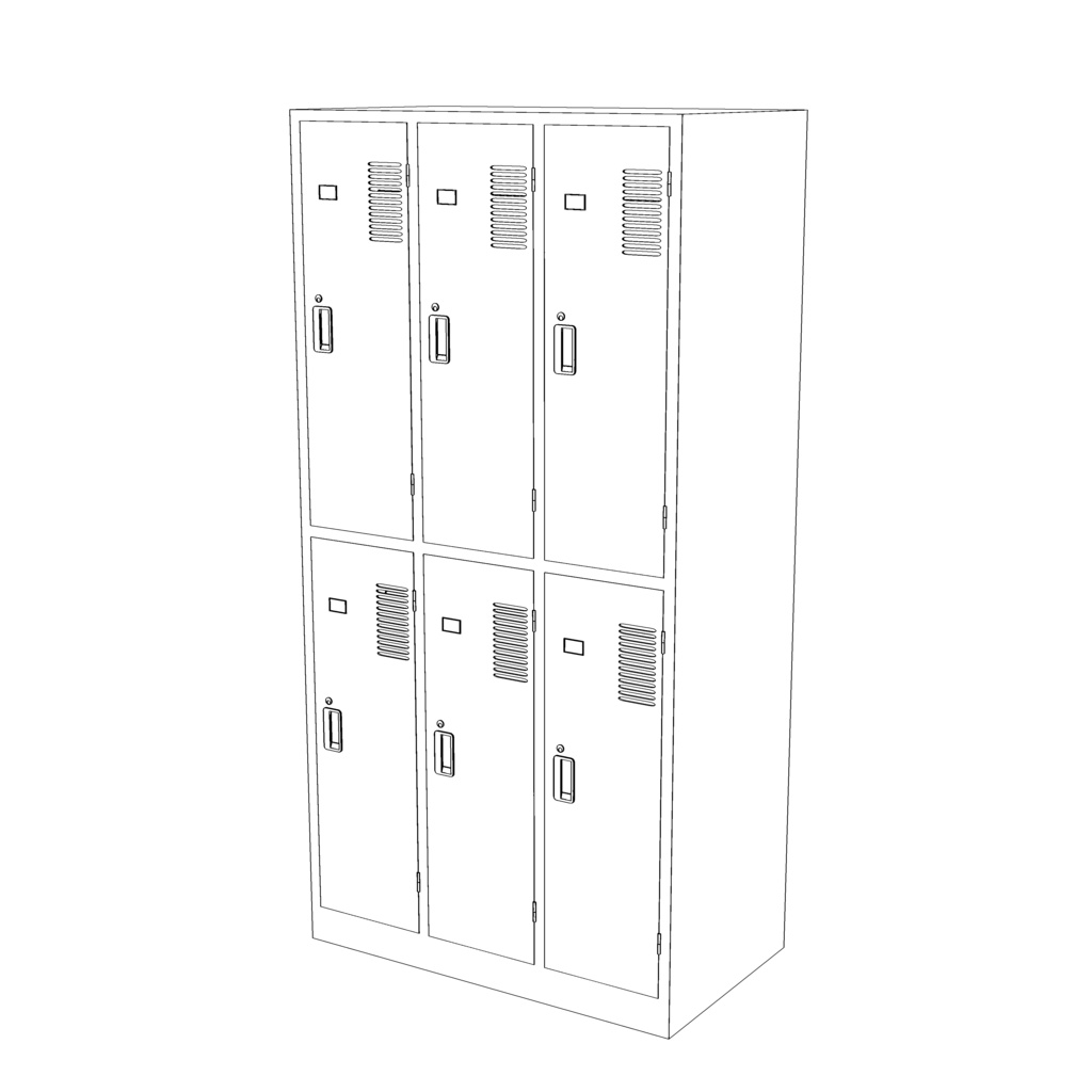 【3D背景】ロッカー(3列2段6人用)