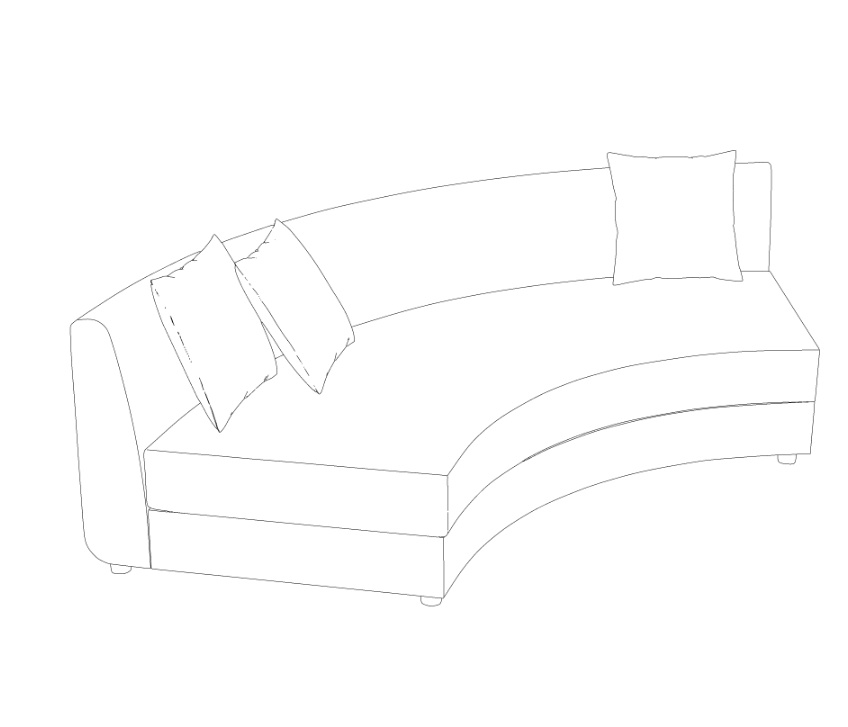 【3D素材】半円形ソファ【クリスタ】