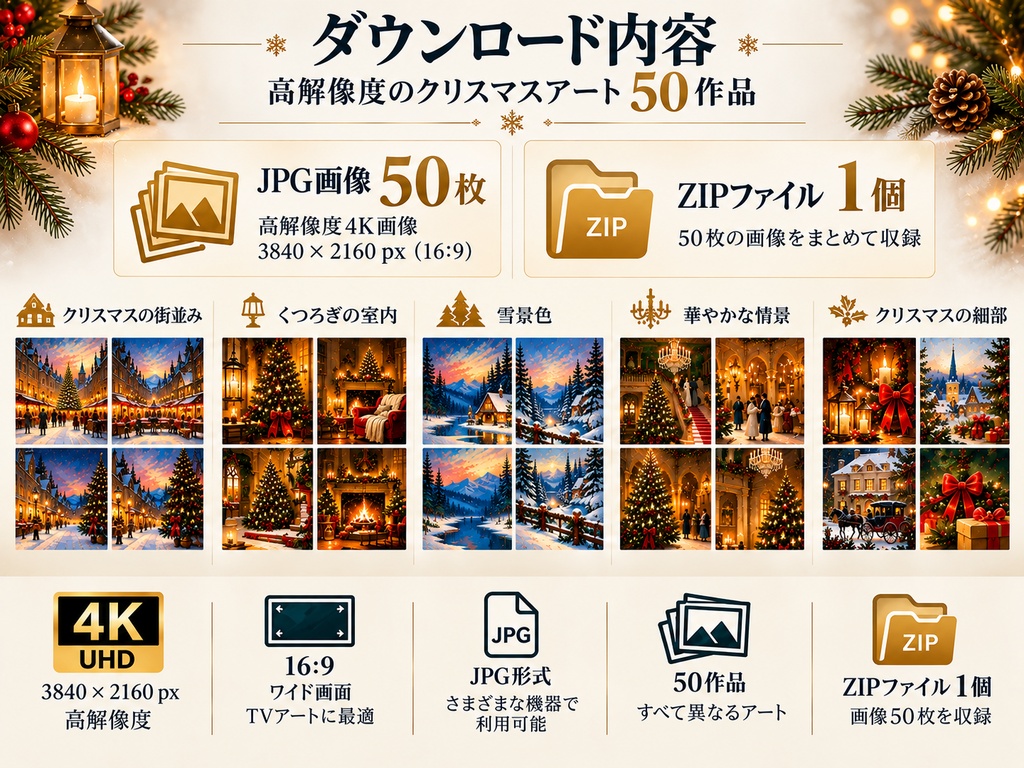 クリスマスTVアート 50作品|4K高画質・ヴィンテージ絵画