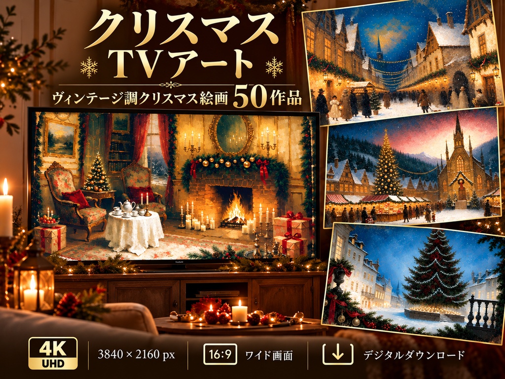 クリスマスTVアート 50作品|4K高画質・ヴィンテージ絵画