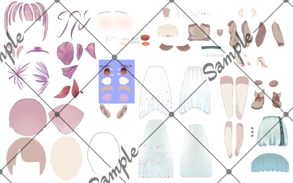 【汎用】街で歩いてそうな女の子【パーツ分けpsd】