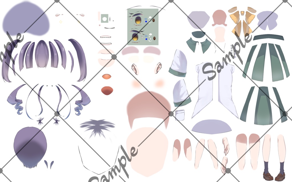 【汎用】ツインテ女の子【パーツ分けpsd】