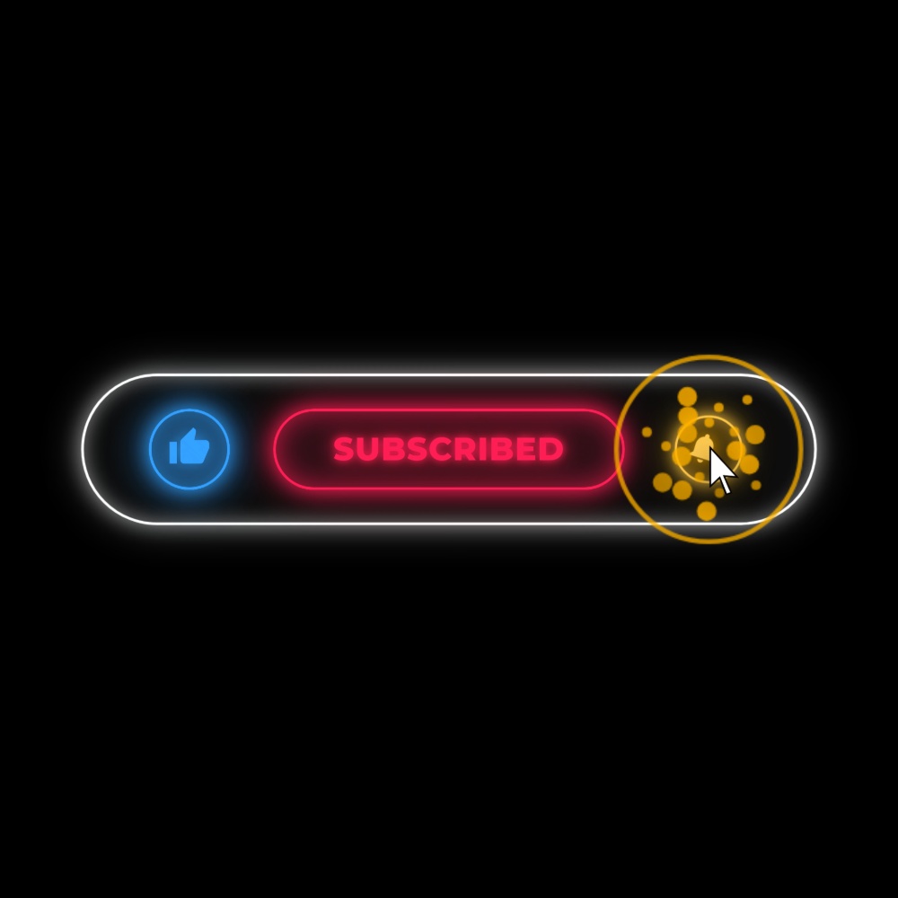 【いいね・リポストで無料素材】SUBSCRIBE(ネオン)ボタンアニメーション(透明背景:アルファチャネル)