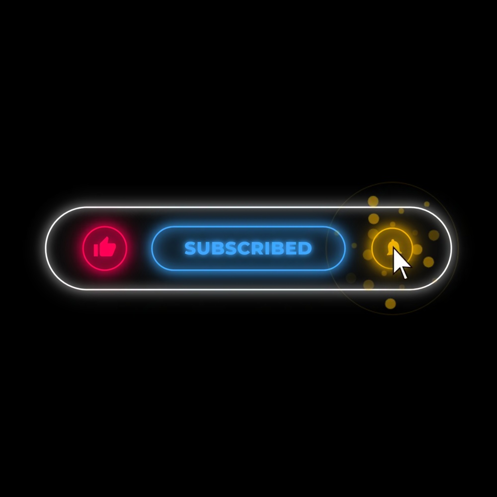 【無料素材】SUBSCRIBE(ネオン)ボタンアニメーション(透明背景:アルファチャネル)