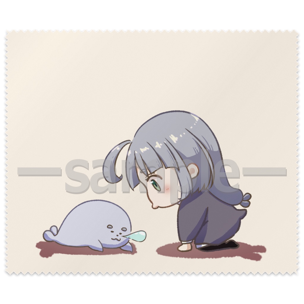 ねむねむアザラシと管理人_メガネ拭き