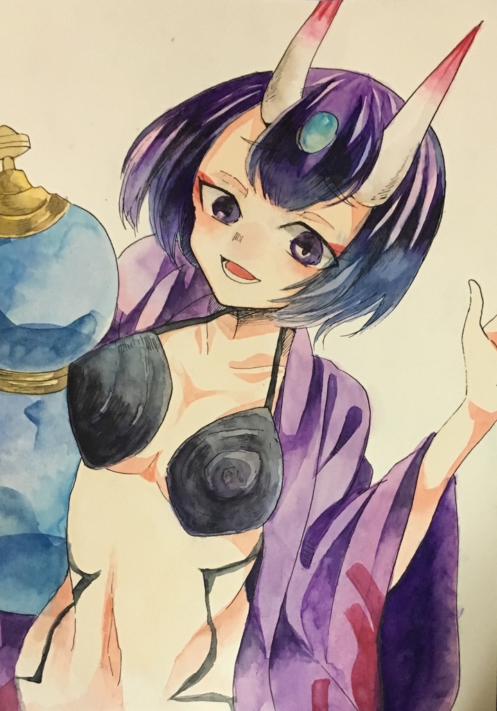 fgo　手描きイラスト　酒吞童子