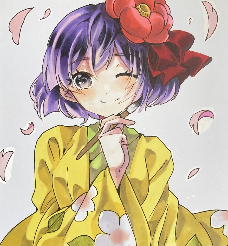 東方Project　手描き色紙　稗田阿求