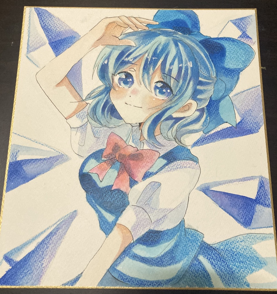 東方プロジェクト　手描き色紙　チルノ