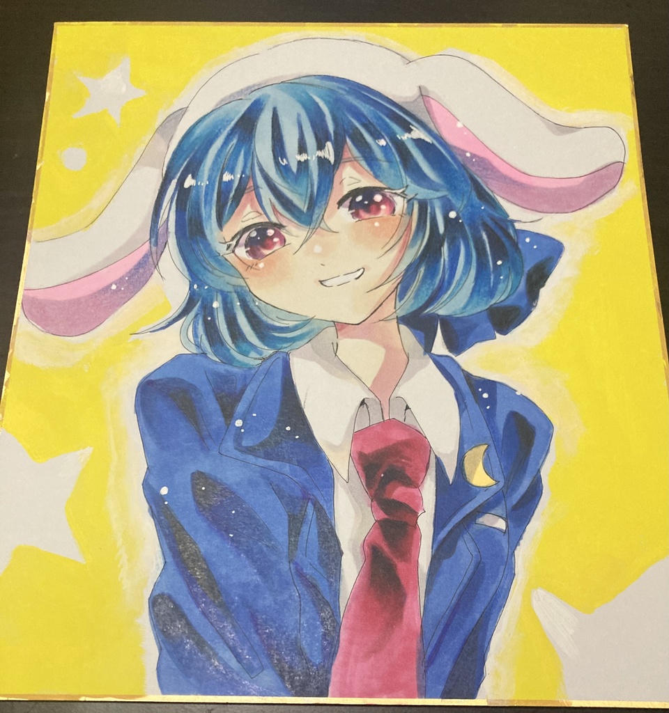 東方Project　手描き色紙　レイセン