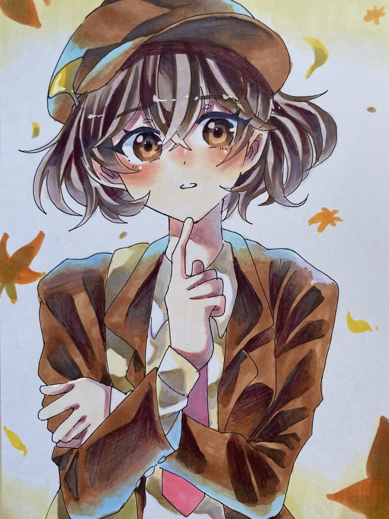 東方プロジェクト　手描きイラスト　射命丸文