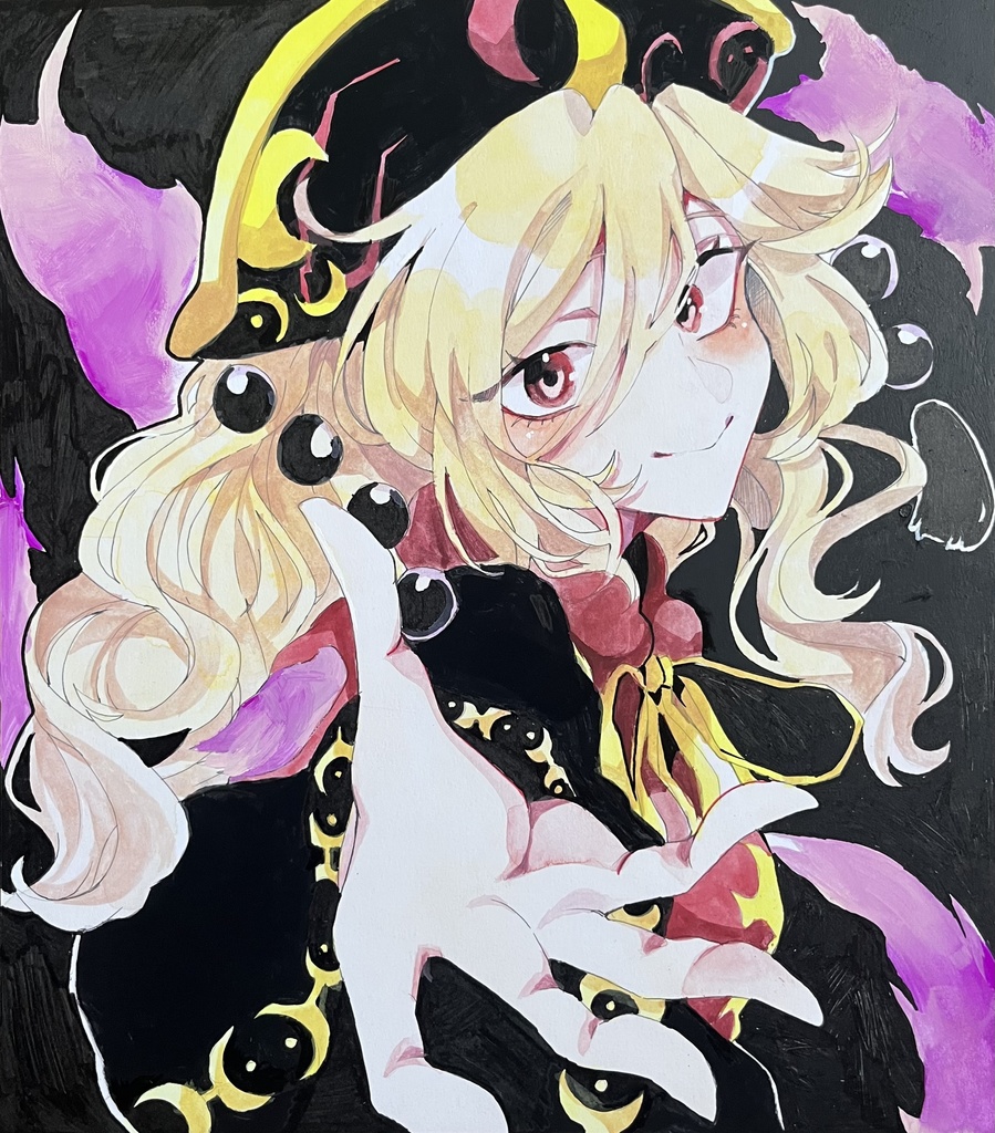 東方プロジェクト　手描き色紙　純狐