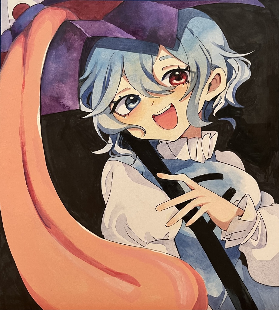 東方project 手描き色紙　多々良小傘