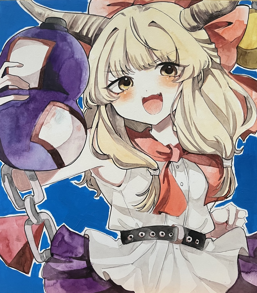 東方project 手描き色紙　伊吹萃香