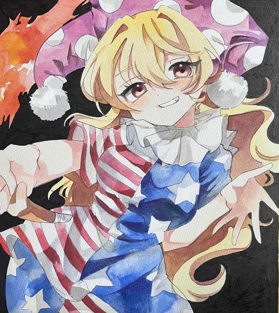 東方project 手描き色紙　クラウンピース