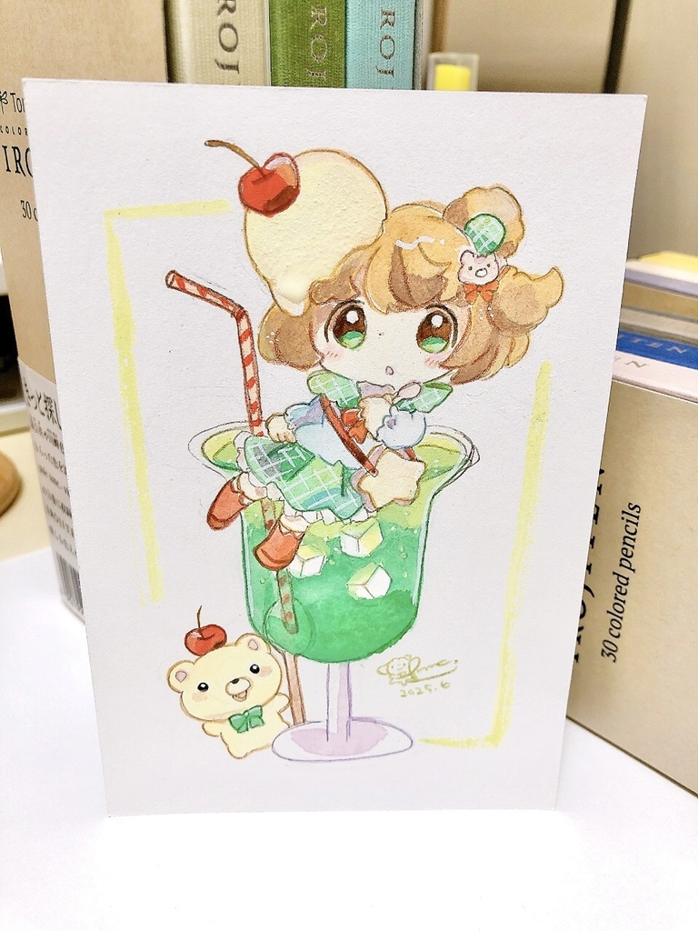 [フレームレス原画] くまみみクリームソーダ