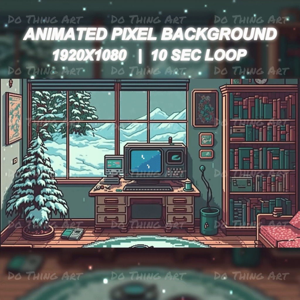 VTUBER Background | Christmas Pixel Animated Background