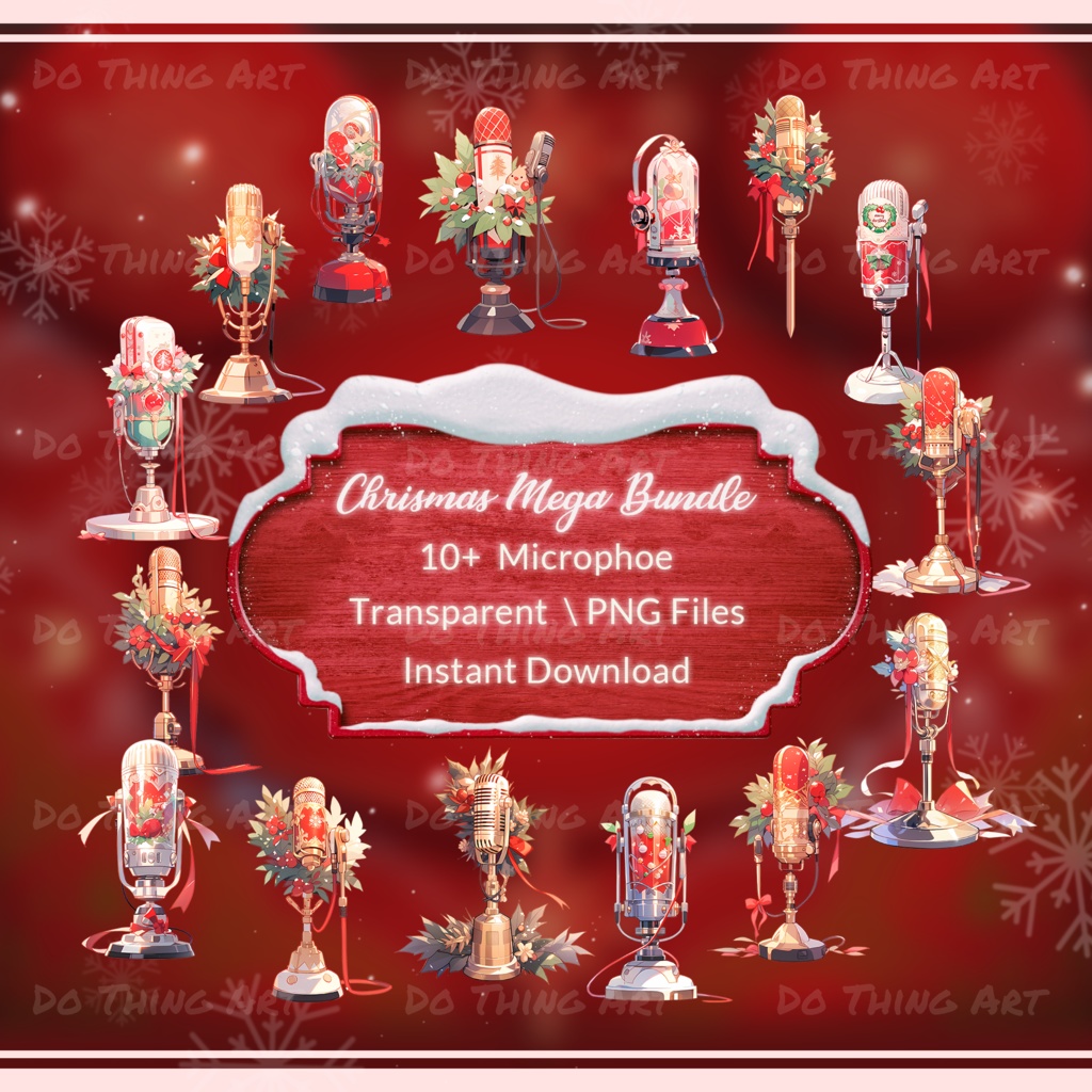 VTUBER ASSET | 15x Christmas Microphone
