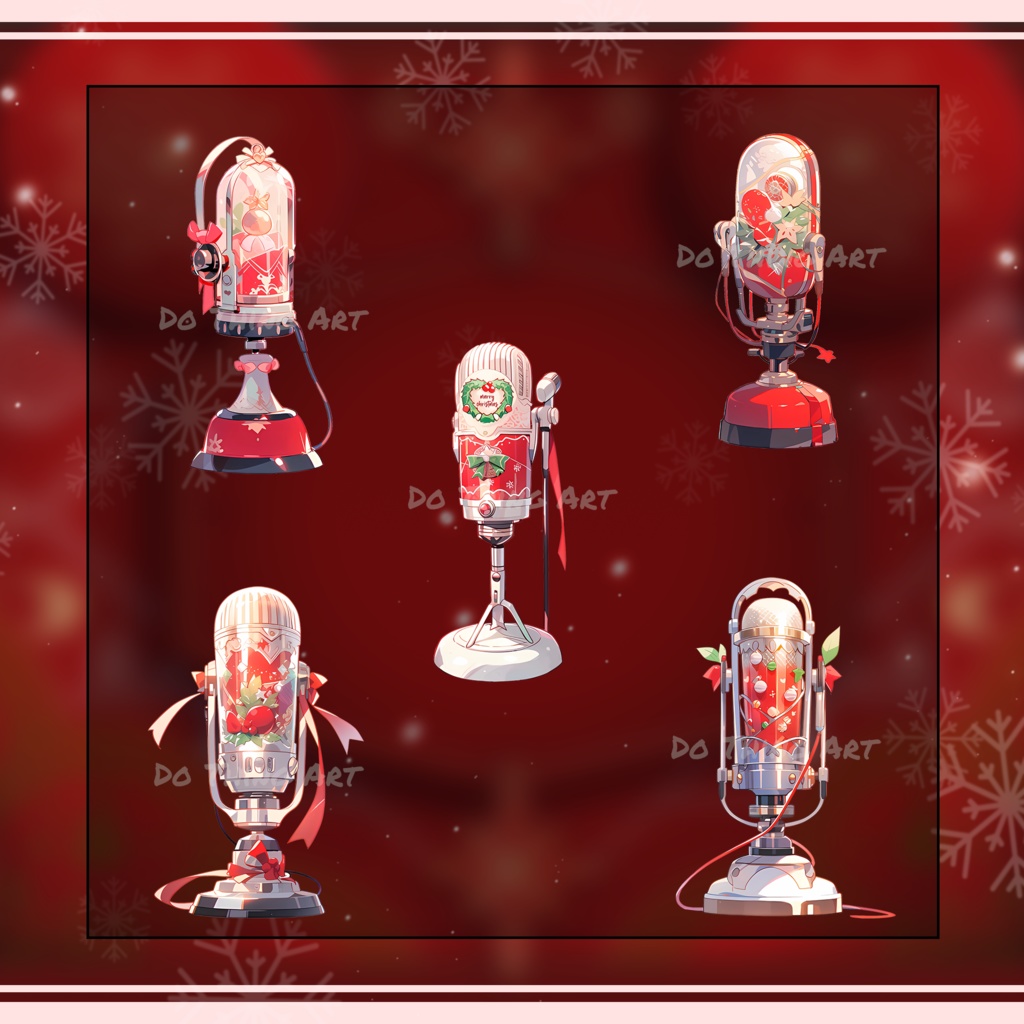 VTUBER ASSET | 15x Christmas Microphone