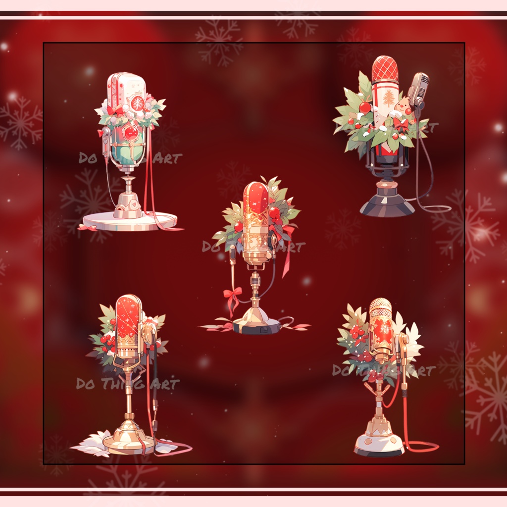 VTUBER ASSET | 15x Christmas Microphone