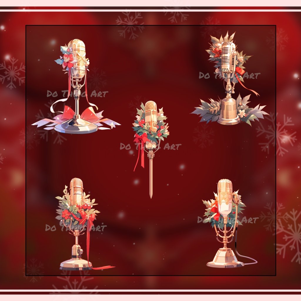 VTUBER ASSET | 15x Christmas Microphone
