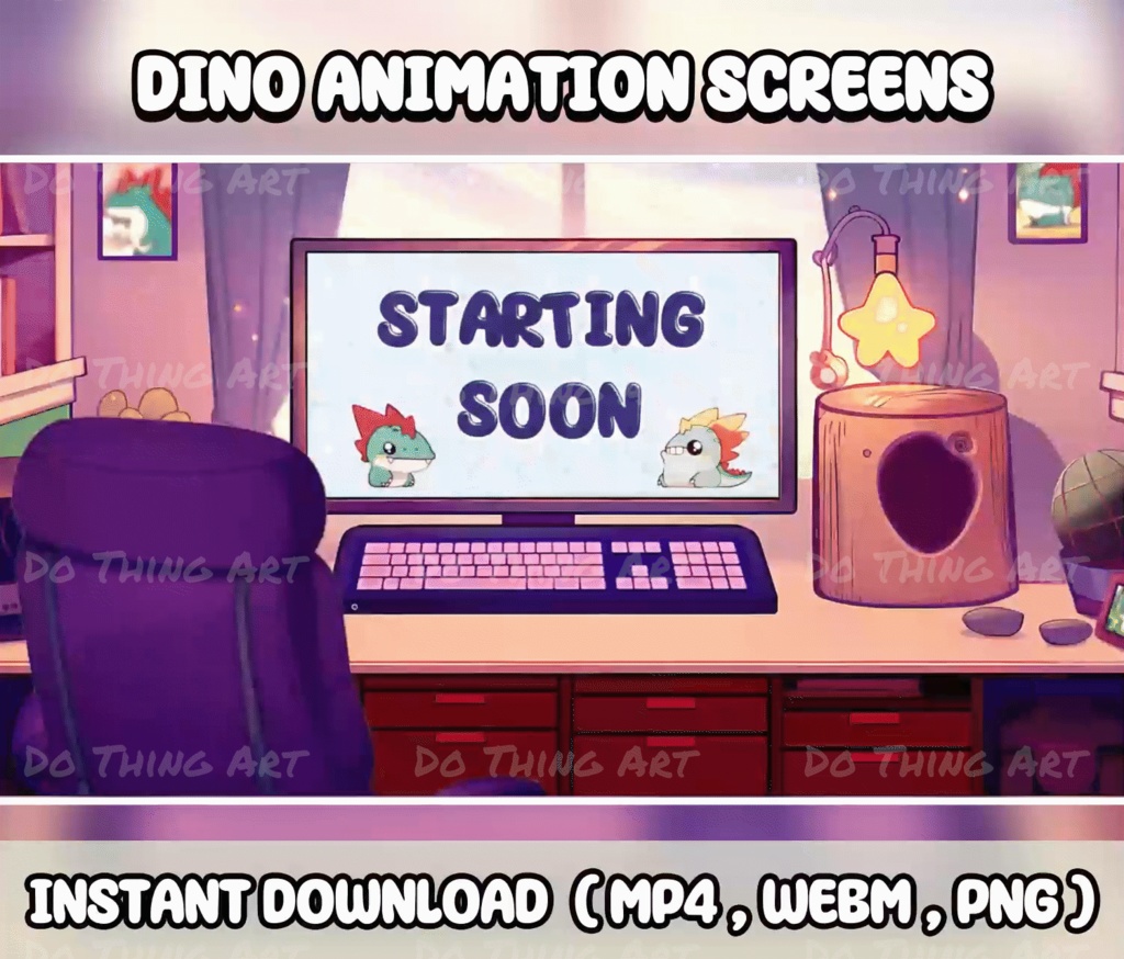 Animated Background | Twitch Stream Screens | Twitch Loading Screens | Animated Screens | Starting | dinosaur