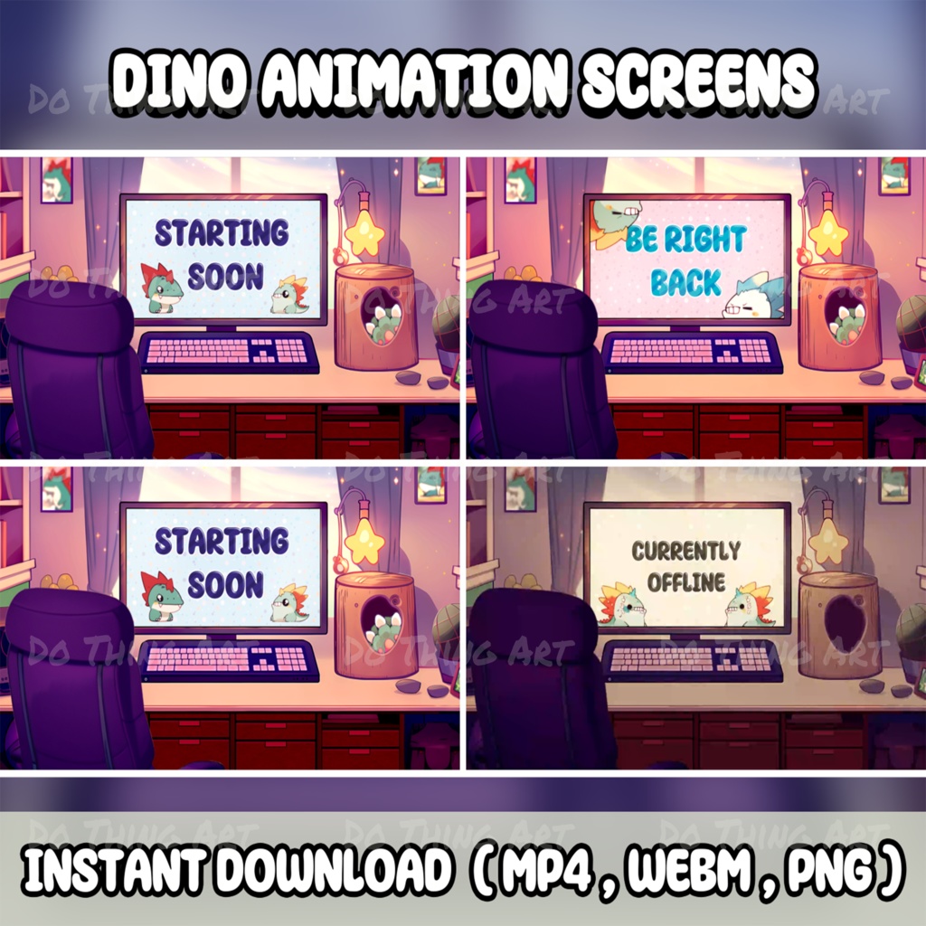 Animated Background | Twitch Stream Screens | Twitch Loading Screens | Animated Screens | Starting | dinosaur