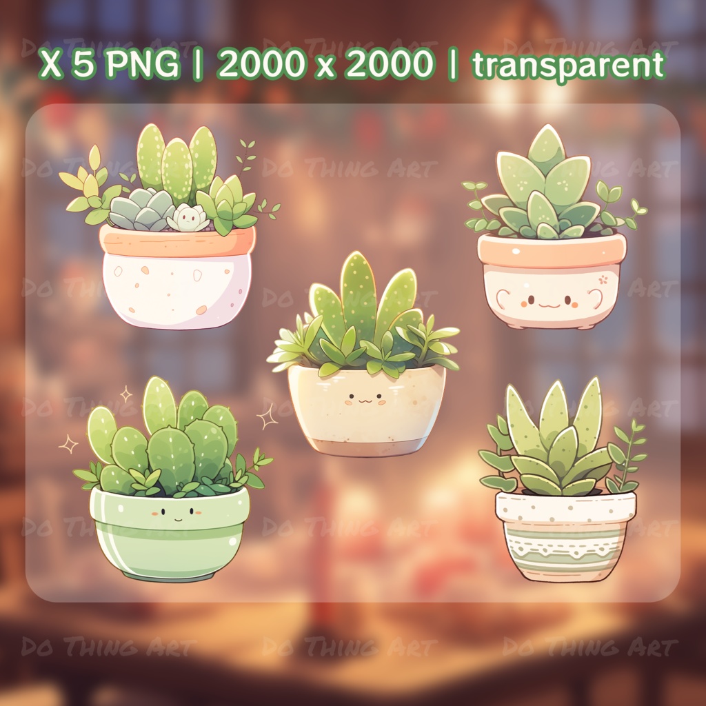 Vtuber Asset Cute Plant Decoration | Streamer Decoration | Cute Plant Theme | Streamer Gift | Streamer Room Decor | Cute Vtuber Decoration