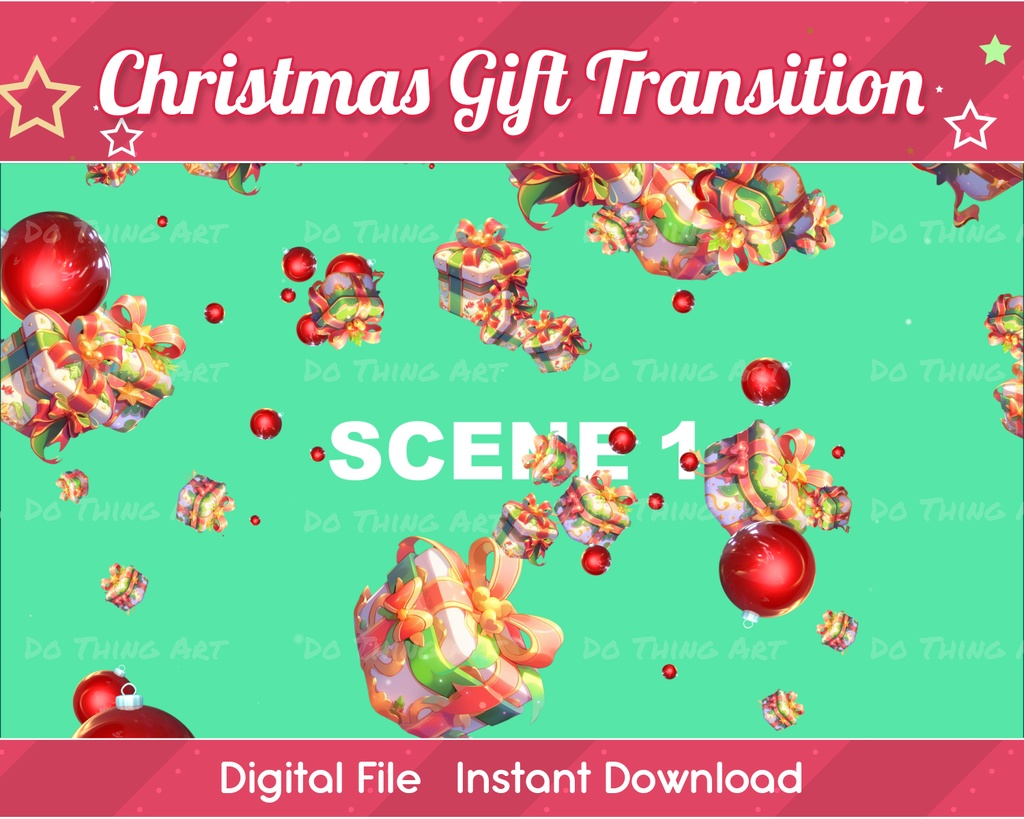 Christmas Gift Transition | Twitch OBS Scene | Kawaii Twitch Overlay | Twitch Transition | Christmas Edition with Xmas Gift