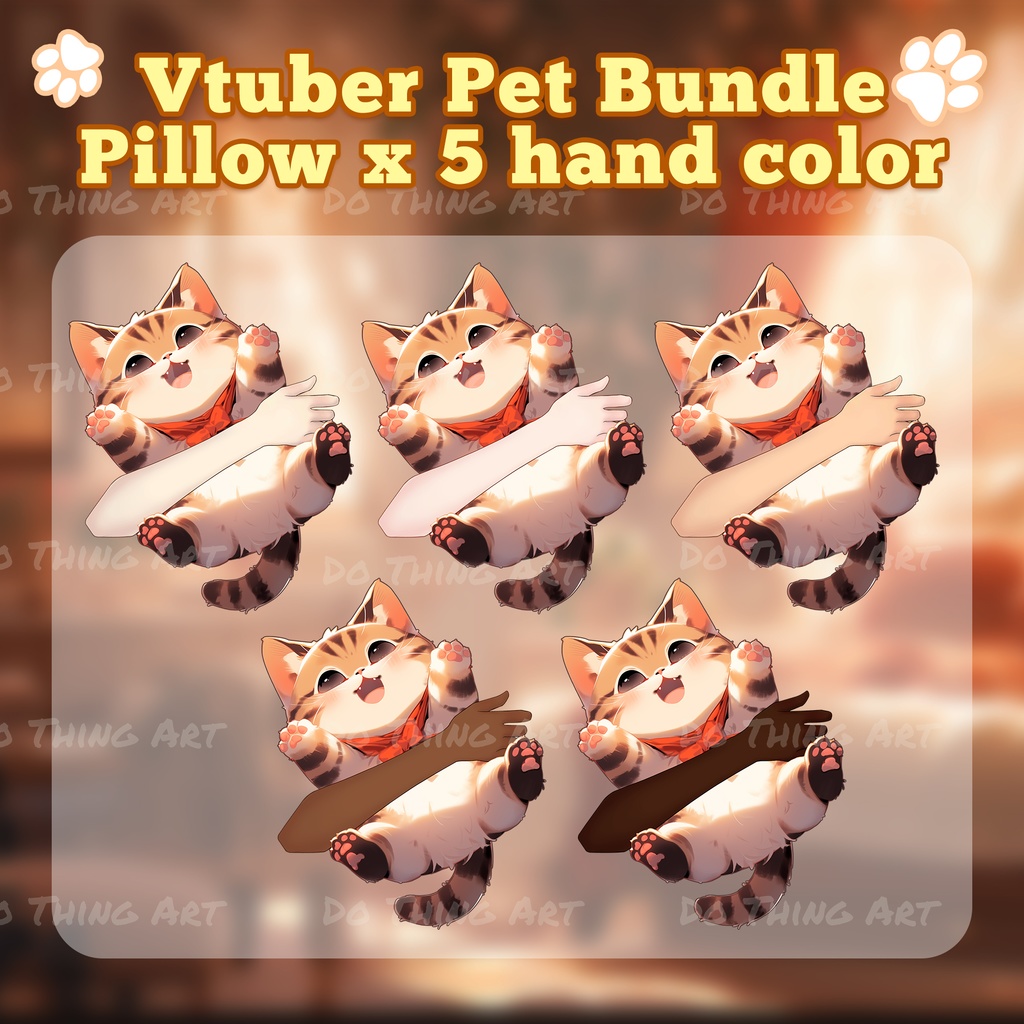 Vtuber Asset | Cute Cat Theme Hand Pillow | Gift for Cat Lovers | Cat Pillow| Cute Gift |Streamer Hand Pillow | Pet Bundle Pillow