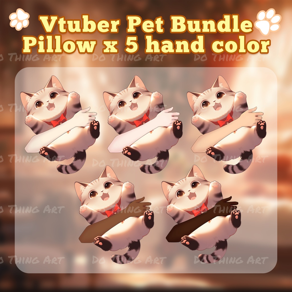 Vtuber Asset | Cute Cat Theme Hand Pillow | Gift for Cat Lovers | Cat Pillow| Cute Gift |Streamer Hand Pillow | Pet Bundle Pillow