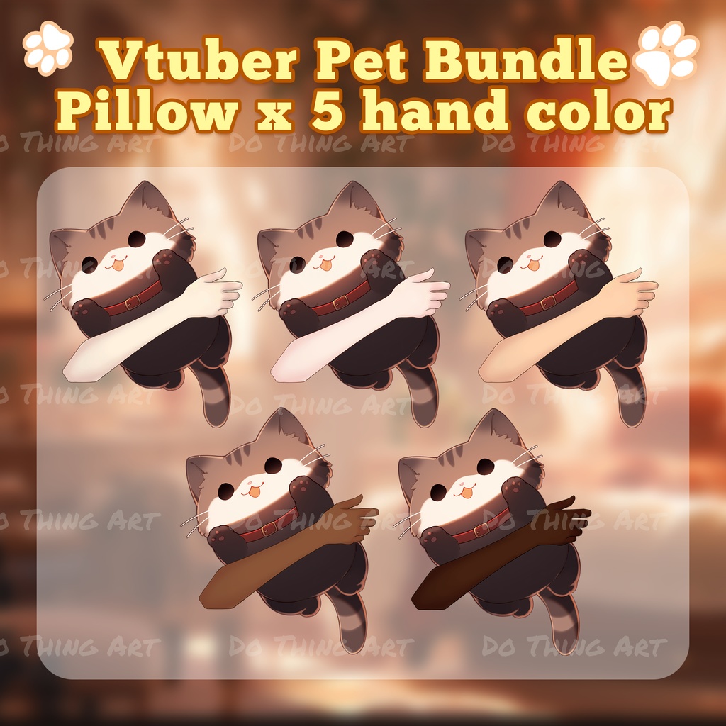 Vtuber Asset | Cute Cat Theme Hand Pillow | Gift for Cat Lovers | Cat Pillow| Cute Gift |Streamer Hand Pillow | Pet Bundle Pillow