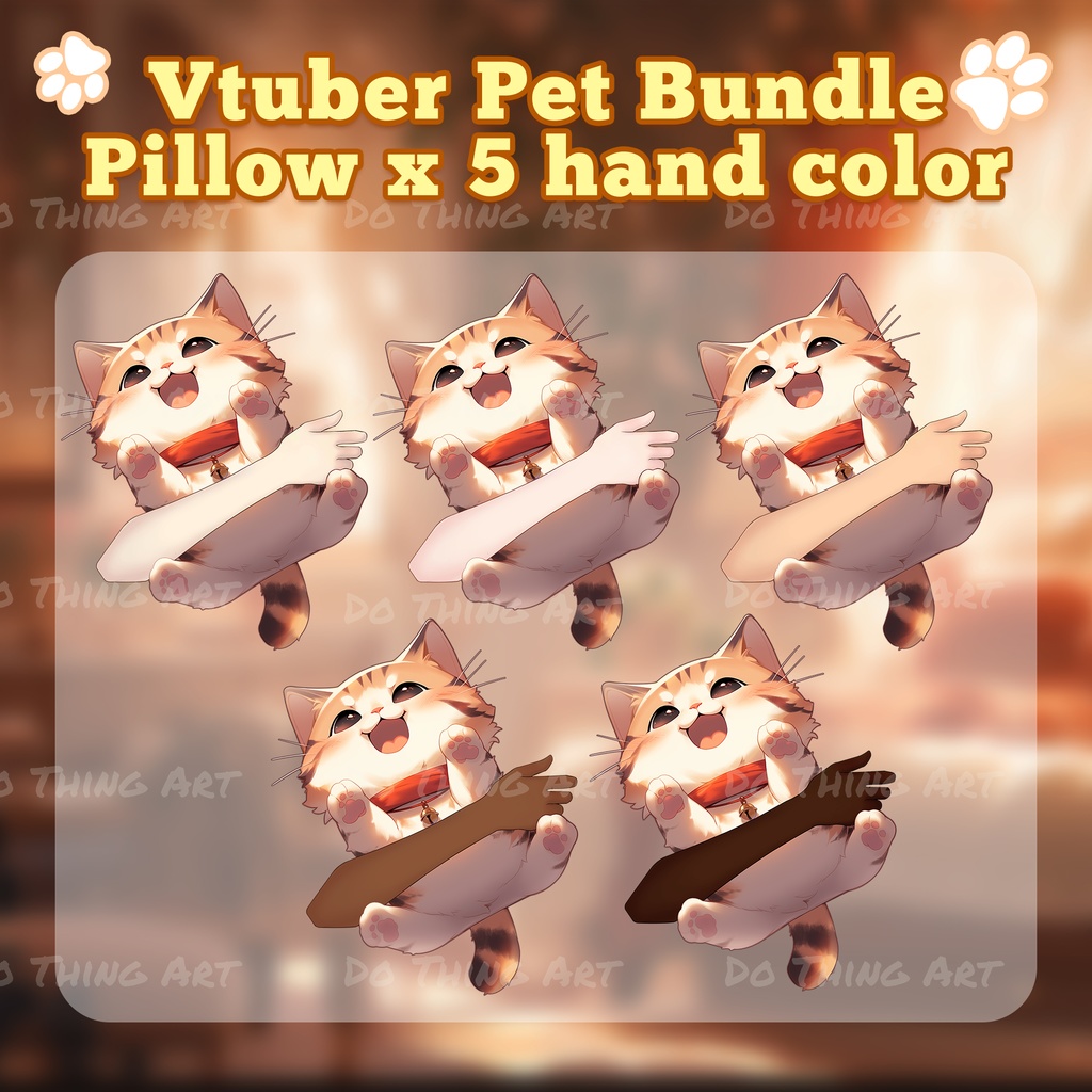 Vtuber Asset | Animated Kawaii Black Cat & Cute Cat Theme Hand Pillow Decoration | Bundle Set | Cat Deco | Cute Gift |Streamer Deco