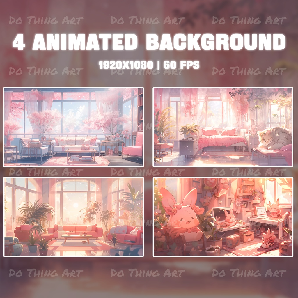 Vtuber Asset Animated Background | Lofi Twitch Streamer Background | Cosy Bedroom | Cosy Living Room