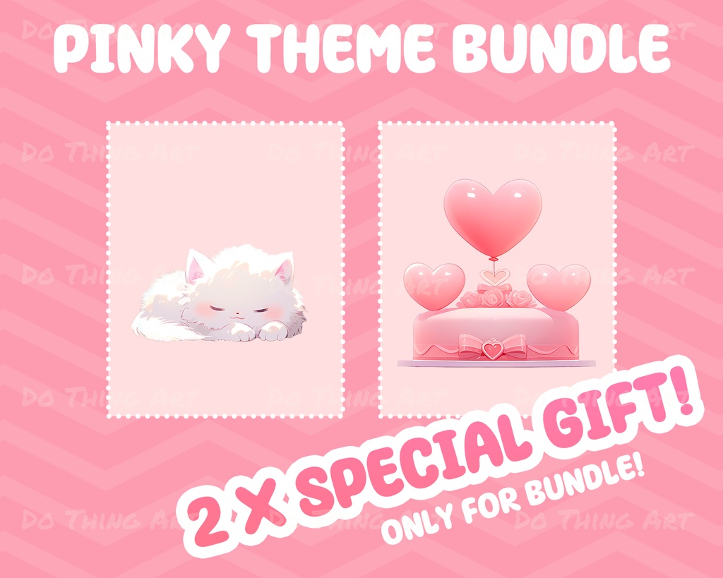 Pinky Theme Party Decoration Bundle | VtuberAssets | Twitch Overlay | Valentine Theme | Streamer Deco