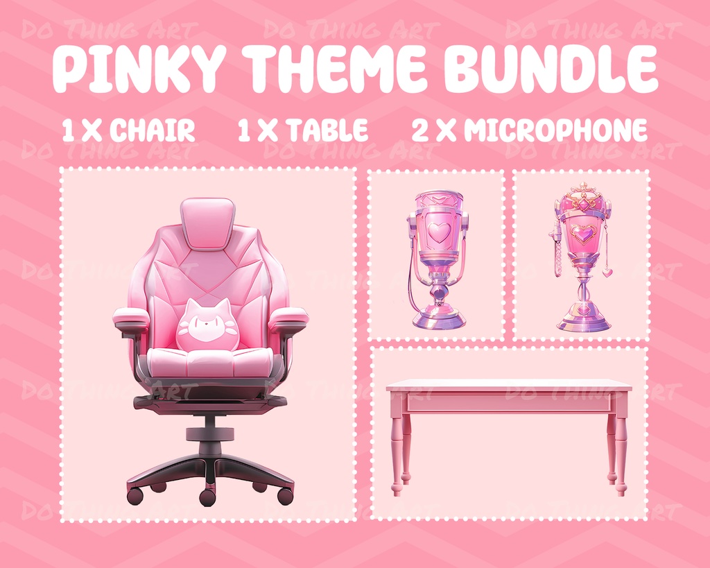 Pinky Theme Party Decoration Bundle | VtuberAssets | Twitch Overlay | Valentine Theme | Streamer Deco