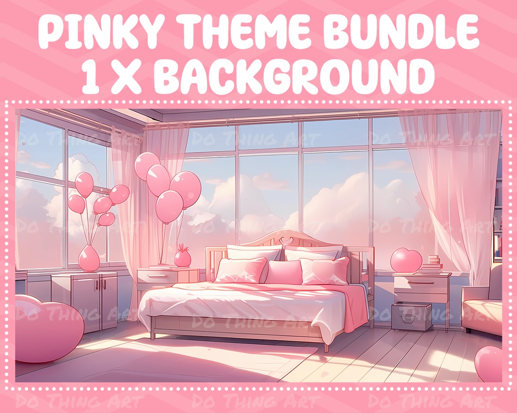 Pinky Theme Party Decoration Bundle | VtuberAssets | Twitch Overlay | Valentine Theme | Streamer Deco