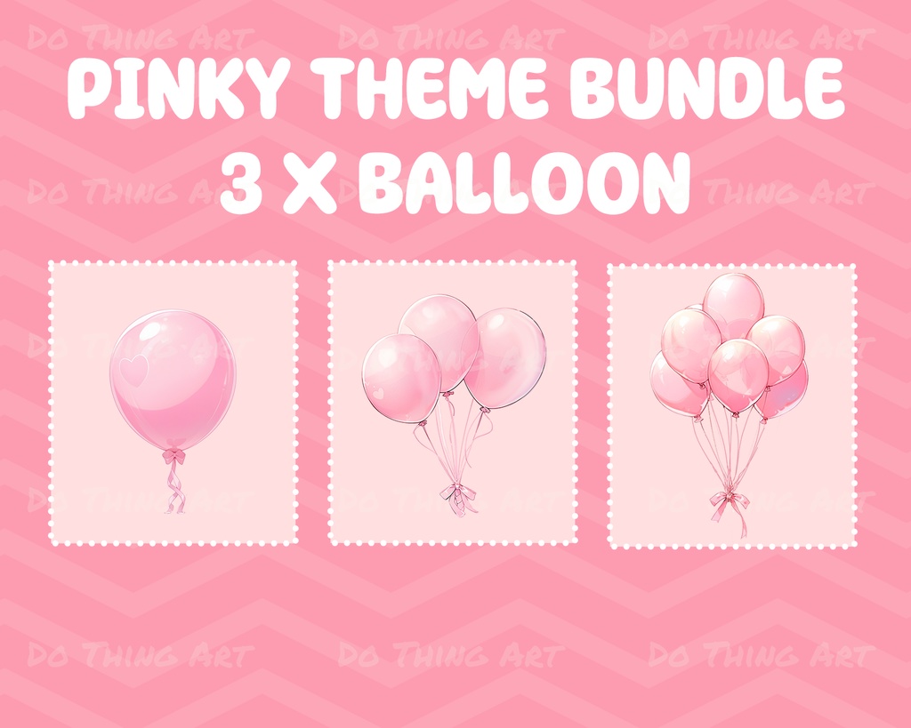 Pinky Theme Party Decoration Bundle | VtuberAssets | Twitch Overlay | Valentine Theme | Streamer Deco